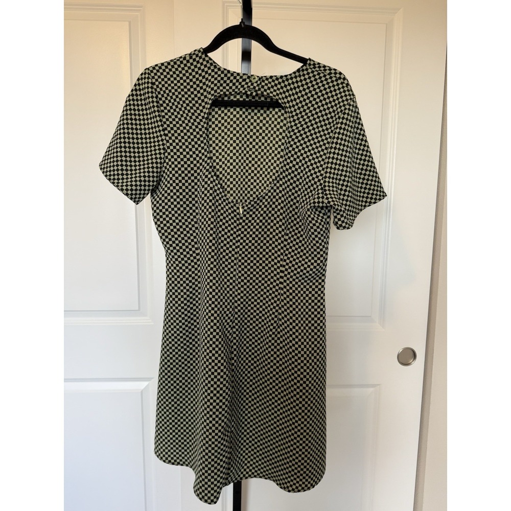 Lisa says gah Florence Mini Dress Checkered Green Black Size M Gingham - Picture 2 of 3